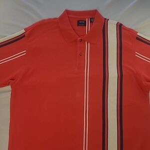 Vintage Izod Golf Polo Shirt Mens XL Vertical Stripes 90s Retro Golf Preppy